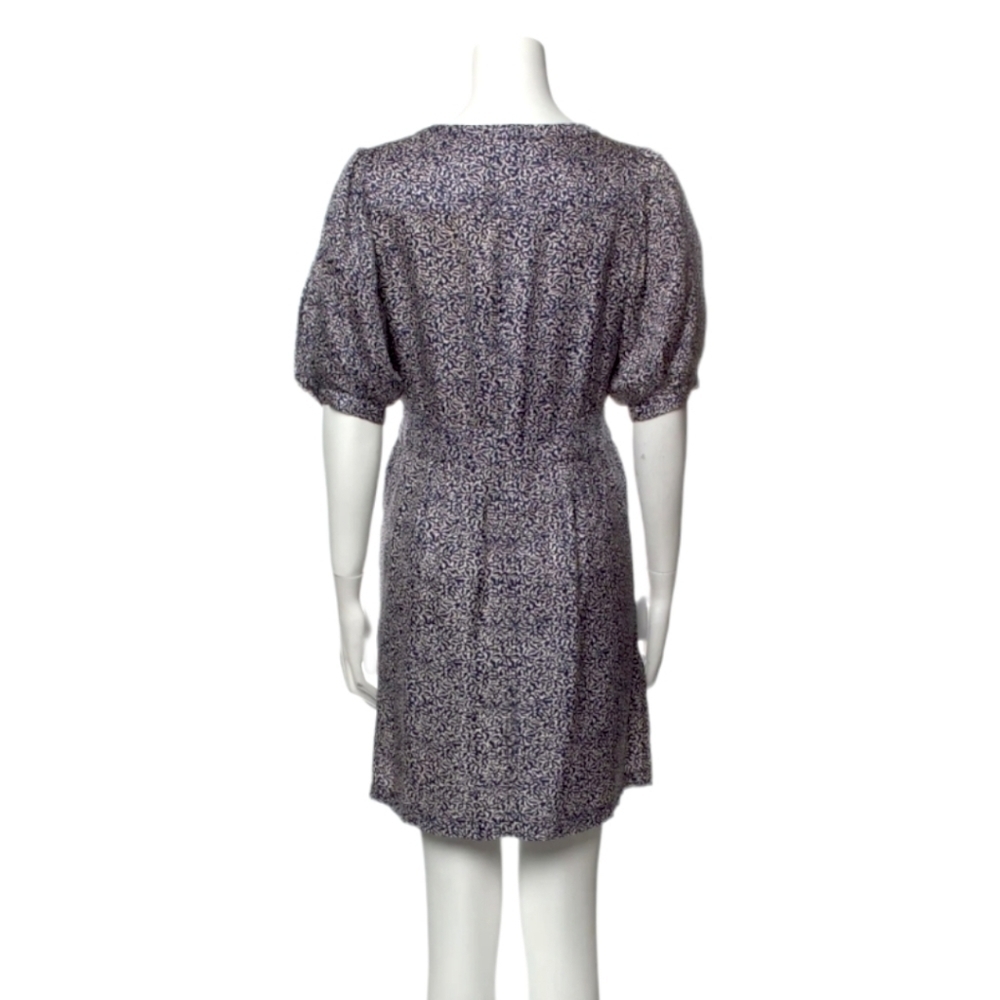 Balenciaga Blue & White Silk Floral Boho Puff Sleeve Dress - Picture 3 of 8